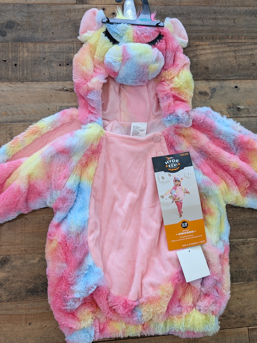 Hyde & EEK! Kids' Rainbow Unicorn Fuzzy Hooded Costume Pullover